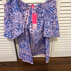Lilly Pulitzer call Lilly smocked off shoulder top